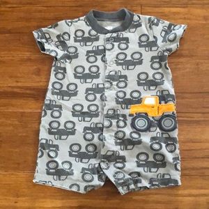 Child of Mine monster truck short romper